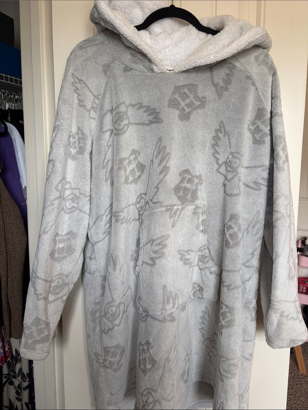 Warner Bros. Harry Potter Plush Hooded Robe - Light Gray